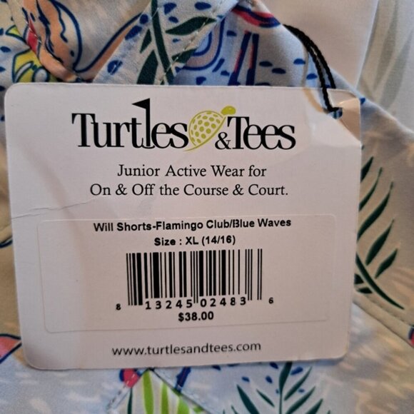 Turtles & Tees boys size XL Will Shorts Flamingo Club Blue waves, NWT - Picture 5 of 5